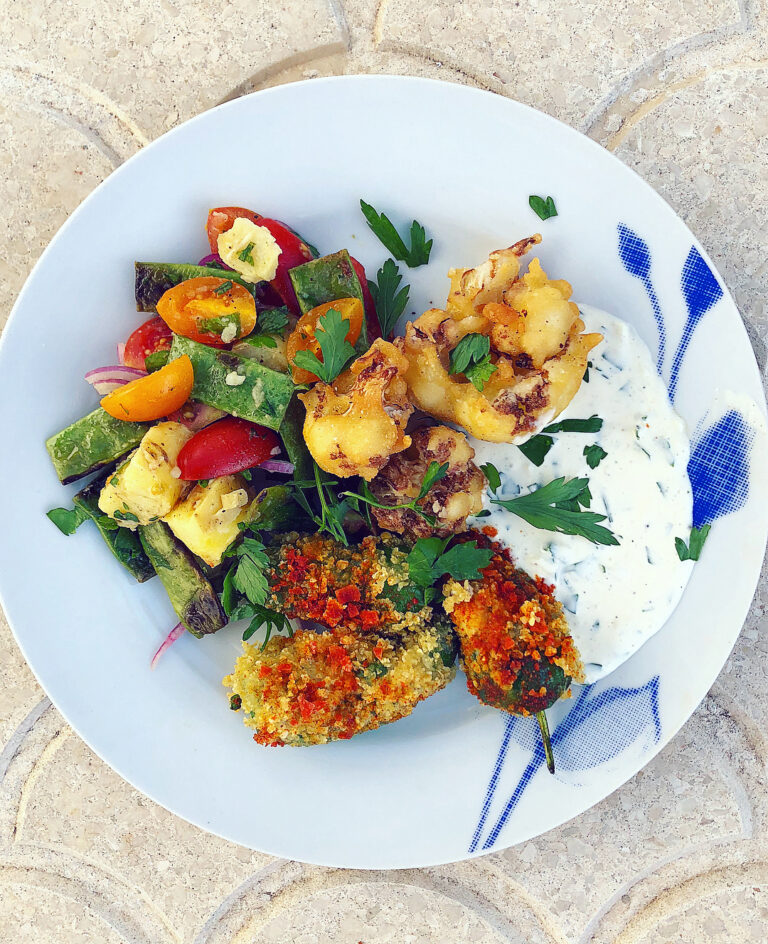 Manchegofyllda padrones🌱+🌱friterad blomkål