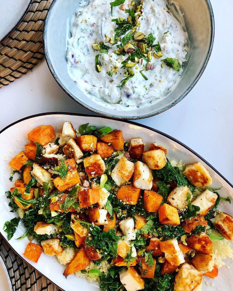 Halloumi- & sötpotatissallad