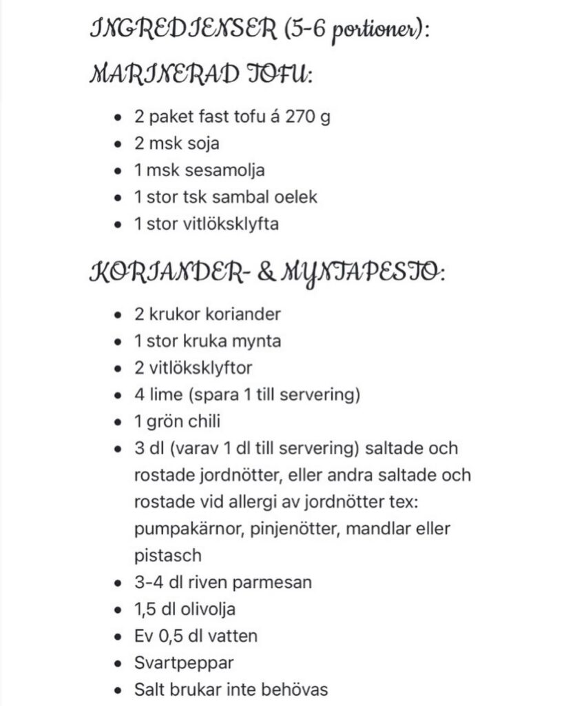 Nudelsallad med koriander- & myntapesto och marinerad tofu