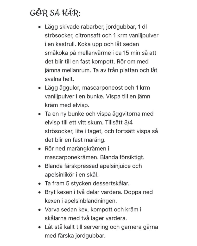 Rabarber- och jordgubbstiramisu i glas