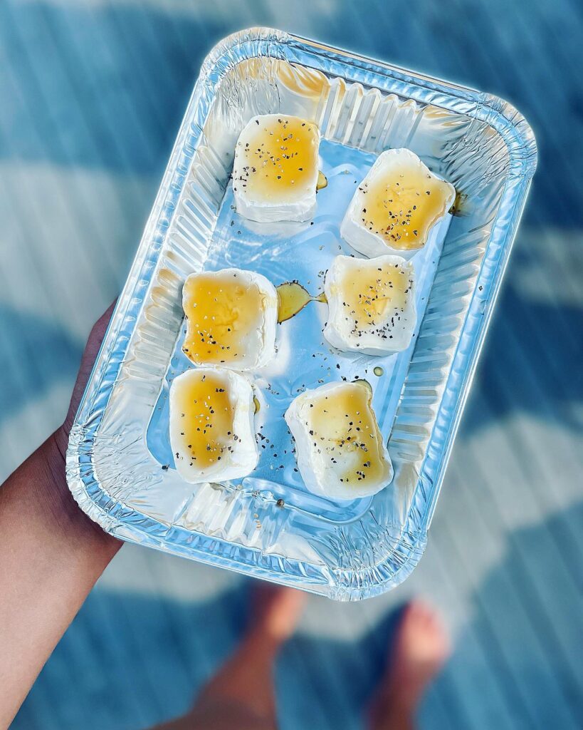 Grilltapas med nektarin och chèvre