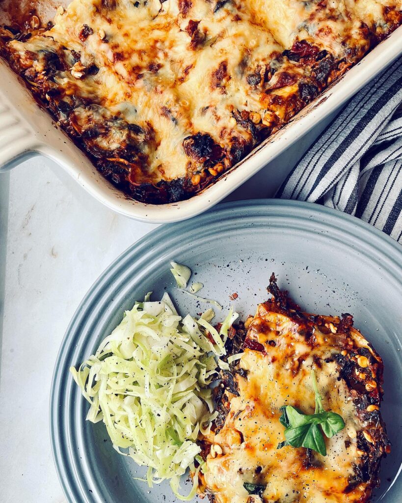 Lasagne med grönkål, keso och soltorkade tomater