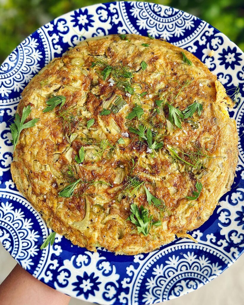 Panzanella, fänkålsfrittata och confiterad purjolök