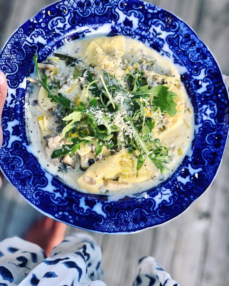 Cavapasta med champinjoner