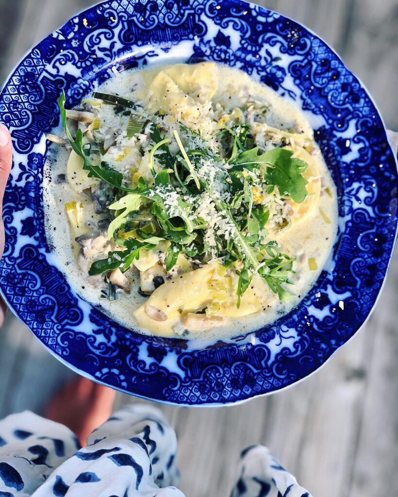 Cavapasta med champinjoner